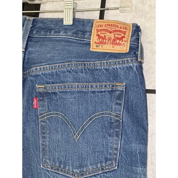 Levis 501T Jeans Blue Button Fly True 30x28‎ Modern Big - Pre Shrunk Extra Slim - Picture 4 of 11